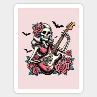 skull girls rock hard Sticker